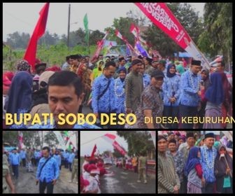 ANTUSIAS WARGA DESA KEBURUHAN MENYAMBUT KEDATANGAN BUPATI PURWOREJO