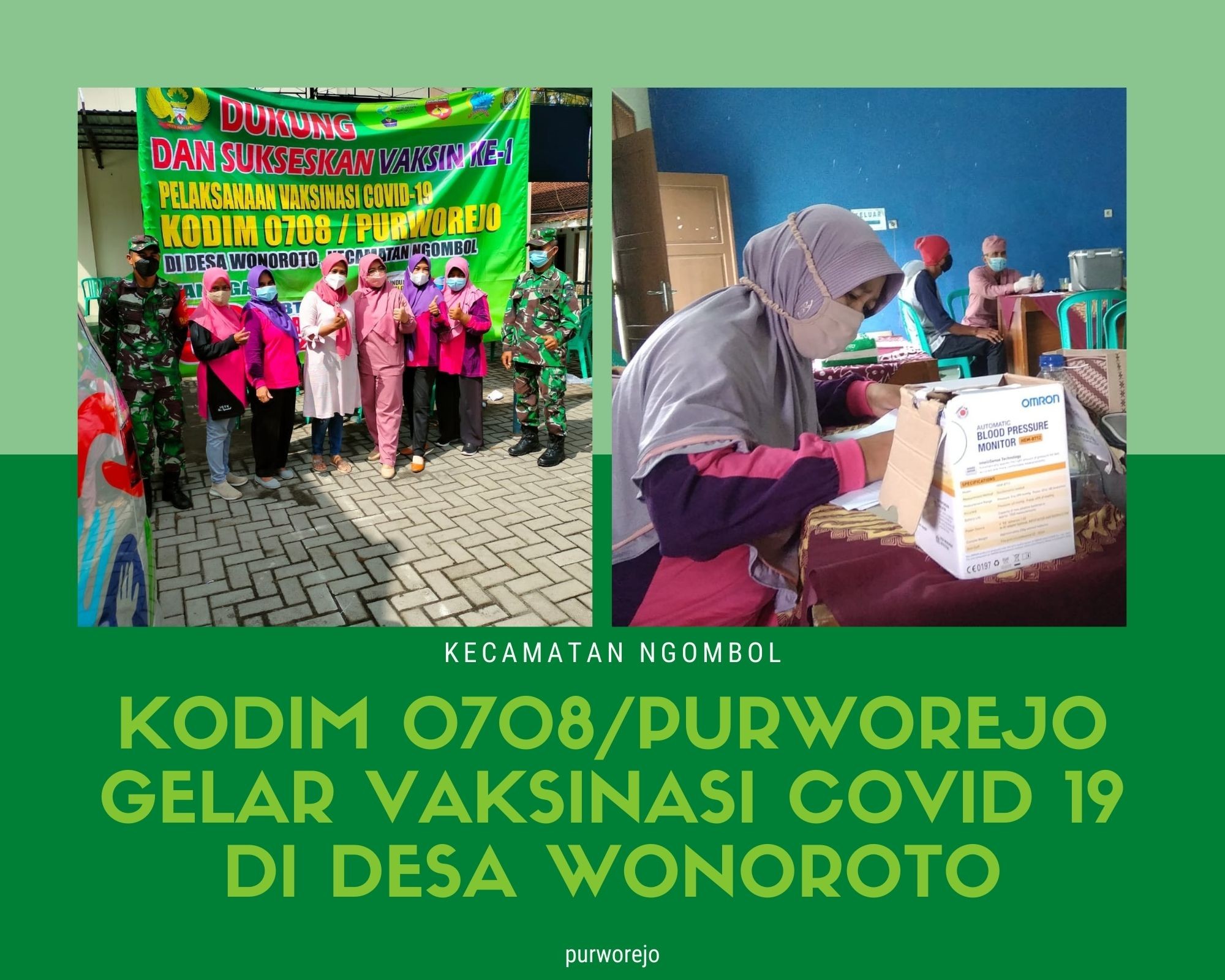 KODIM 0708/PURWOREJO GELAR VAKSINASI COVID 19 DI DESA WONOROTO