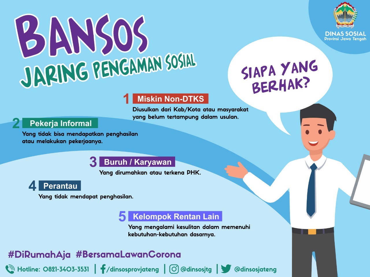 PENYALURAN BST DARI DINSOS MELALUI KANTOR POS KECAMATAN NGOMBOL