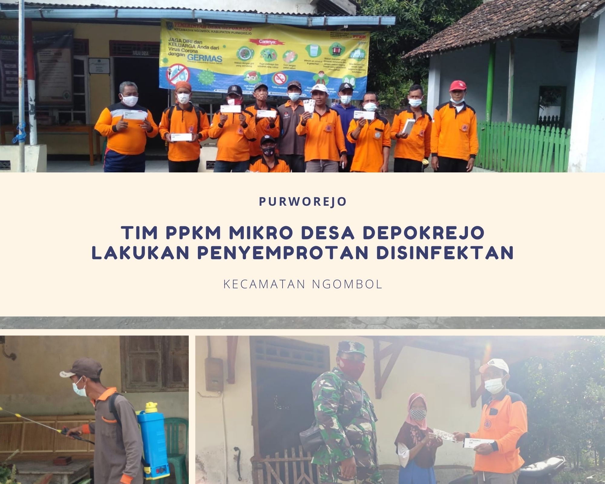 TIM PPKM MIKRO DESA DEPOKREJO LAKUKAN PENYEMPROTAN DISINFEKTAN