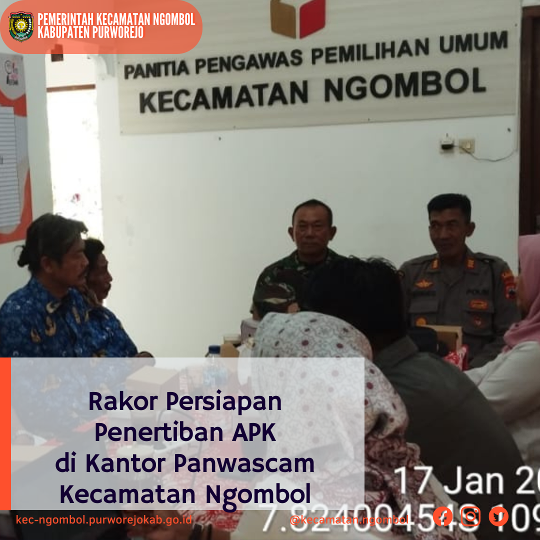 Rakor Persiapan Penertiban APK di Kantor Panwascam Kecamatan Ngombol