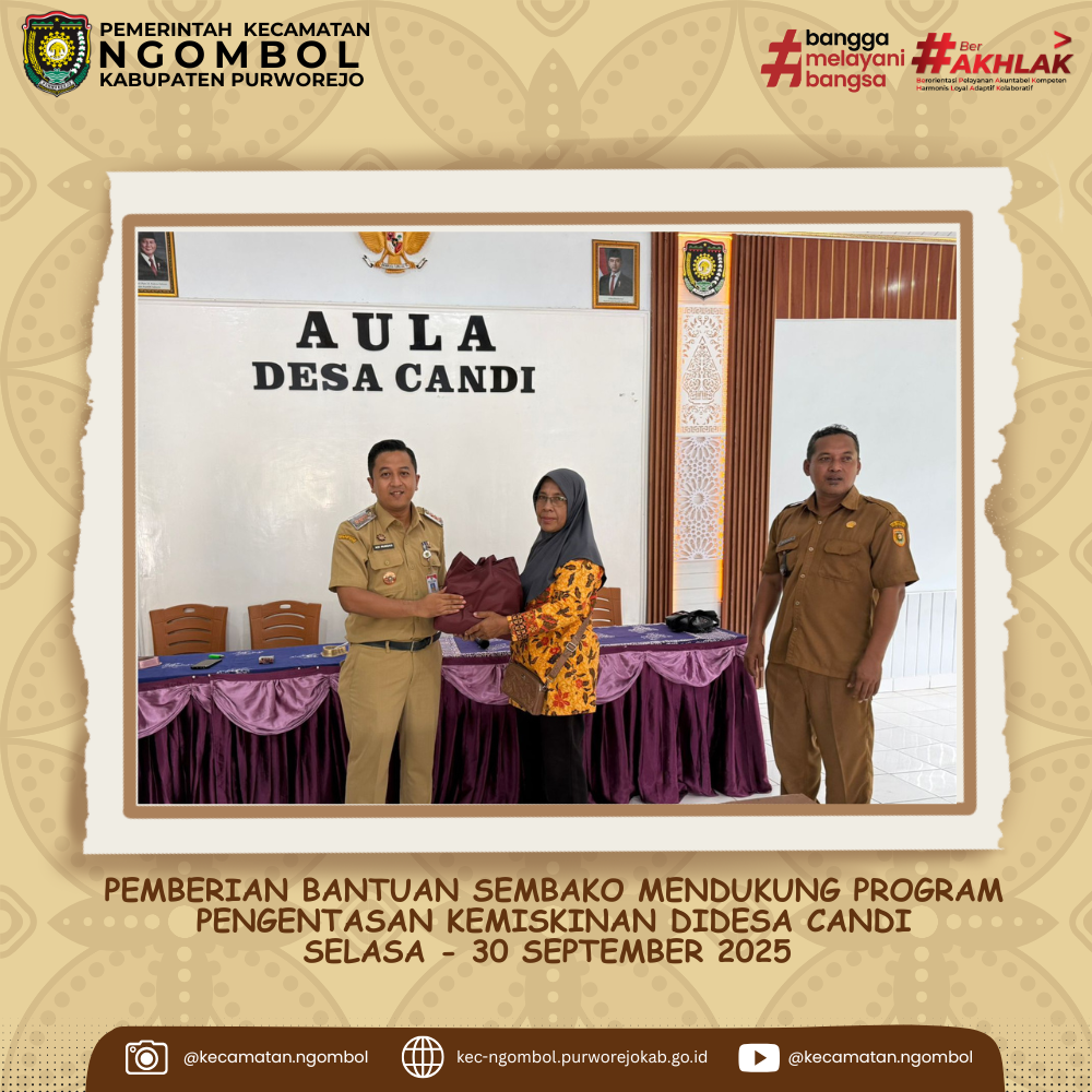 Camat Ngombol Hadiri Penyerahan Bantuan Sembako di Desa Candi