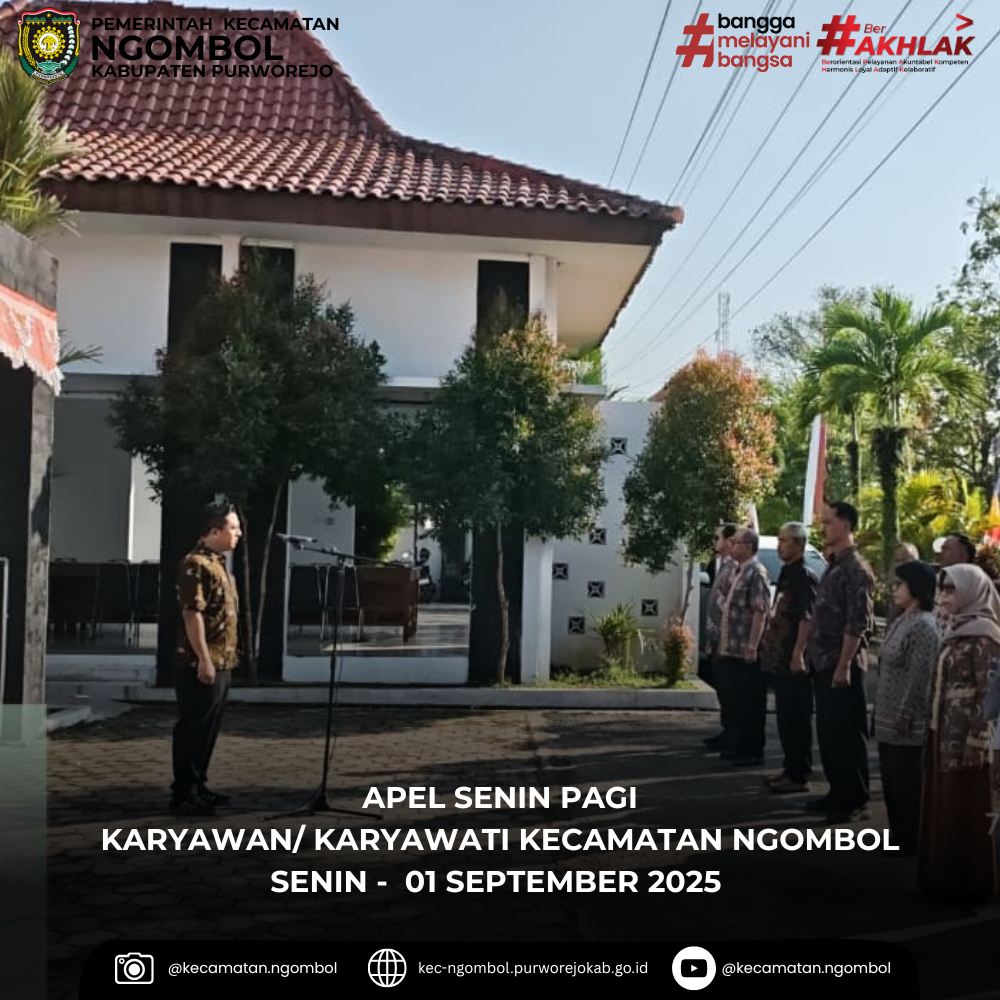 Camat Ngombol Pimpin Apel Senin Pagi Bersama Karyawan/Karyawati Kecamatan