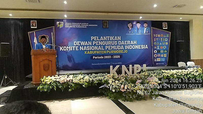 Menghadiri Undangan Pelantikan DPD KNPI Kabupaten Purworejo di Hall Convention Room