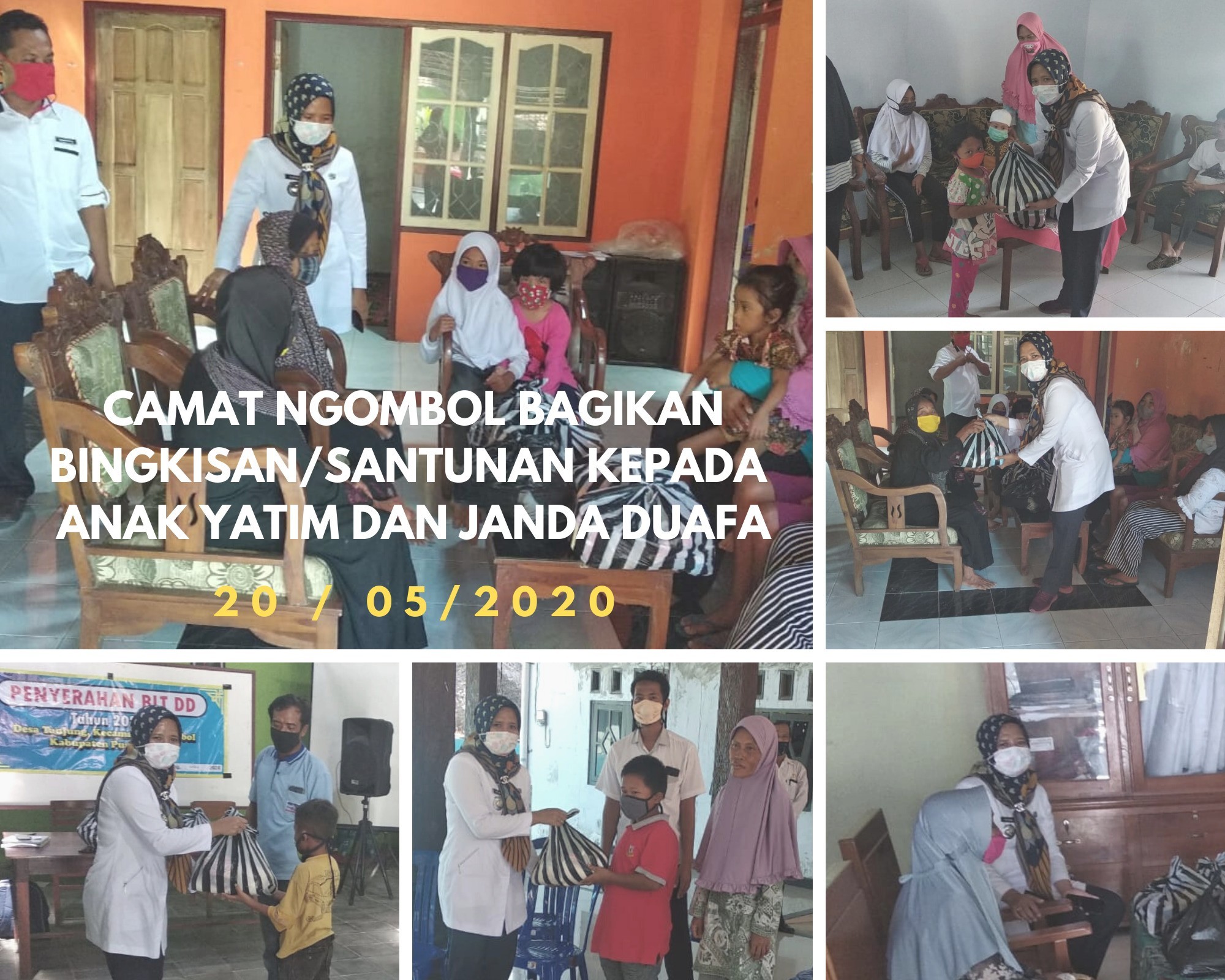 CAMAT BAGIKAN PAKET SANTUNAN ANAK YATIM, JANDA DUAFA DAN JOMPO DI KECAMATAN NGOMBOL