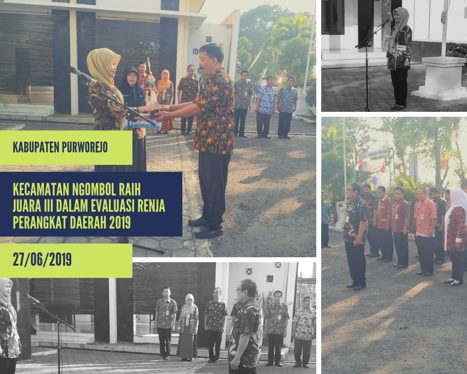 KECAMATAN NGOMBOL RAIH JUARA III DALAM EVALUASI RENJA PERANGKAT DAERAH KAB PURWOREJO TAHUN 2019